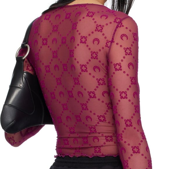 MARINE SERRE Moonogram Cropped Top In Red - Picture 4 of 10